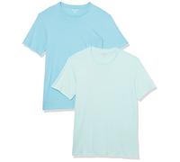 Amazon Essentials Men's T-Shirt Slim-Fit Short-Sleeve Crewneck, Pack of 2, Aqua Blue/Light Blue, L