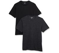 Amazon Essentials Men's T-Shirt Slim-Fit Short-Sleeve Crewneck, Pack of 2, Black/Charcoal Heather, S