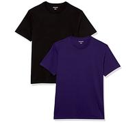 Amazon Essentials Men's T-Shirt Slim-Fit Short-Sleeve Crewneck, Pack of 2, Black/Dark Purple, M