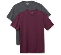 Amazon Essentials Men's T-Shirt Slim-Fit Short-Sleeve Crewneck, Pack of 2, Burgundy/Charcoal Heather, L