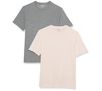 Amazon Essentials Men's T-Shirt Slim-Fit Short-Sleeve Crewneck, Pack of 2, Grey Heather/Pale Pink, L