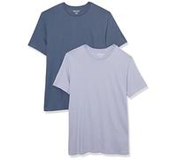 Amazon Essentials Men's T-Shirt Slim-Fit Short-Sleeve Crewneck, Pack of 2, Lavender/Washed Blue, L