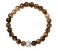 Amazon Essentials Men's Tiger Eye Beads and Sterling Silver Bead Stretch Bracelet