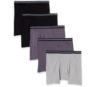 Amazon Essentials Men's Underwear Boxer Briefs, Comfortable Cotton, Tag-Free, Pack of 5, Black/Charcoal/Grey, 3XL