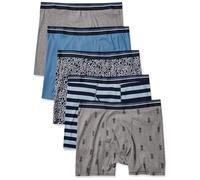 Amazon Essentials Men's Underwear Boxer Briefs, Comfortable Cotton, Tag-Free, Pack of 5, Floral Print/Pineapple/Stripe, X-Large