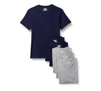 Amazon Essentials Men's V-Neck Undershirt, Breathable, Cotton, Pack of 6, Medium Grey Heather/Navy, XXL