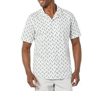 Amazon Essentials Men's Vacation Cotton Button-Down Resort Shirt, Short Sleeve, Light Blue Bird Print, M