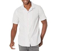 Amazon Essentials Men's Vacation Cotton Resort Shirt, Slim-Fit Short Sleeve, Pink Teal Blue Vertical Stripe, XX-Large
