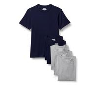 Amazon Essentials Men's Vests - Slim-Fit Cotton Crew Neck, Short and Long Sleeve T Shirt, Pack of 6, Undershirt and Vests for Men, Medium Grey Heather/Navy, XXL