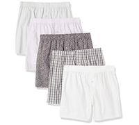 Amazon Essentials Men's Woven Cotton Boxer Short Underwear (Available in Big and Tall), Pack of 5, Arrow Geo/Bright White/Olive Ditsy Floral/Plaid/White, XXL