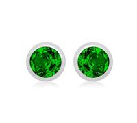 Amazon Essentials Sterling Silver Green CZ May Birthstone Stud Earrings