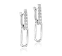 Amazon Essentials Sterling Silver Pave Link Earrings (previously Amazon Collection)