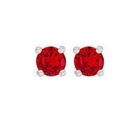 Amazon Essentials Sterling Silver Rhodium Plated Ruby Glass Stone July Birthstone Stud Earrings