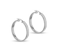 Amazon Essentials Sterling Silver Rhodium Plated Stardust Creole Hoop Earrings