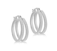 Amazon Essentials Sterling Silver Rhodium Plated Stardust Double Hoop Creole Earrings