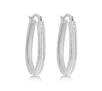 Amazon Essentials Sterling Silver Rhodium Plated Stardust Oval Hoop Creole Earrings