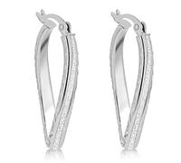 Amazon Essentials Sterling Silver Rhodium Plated Stardust Twist Oval Creole Earrings