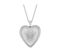 Amazon Essentials Sterling Silver Rhodium Plated Sunray-Heart Locket Necklace