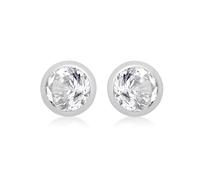 Amazon Essentials Sterling Silver White CZ April Birthstone Stud Earrings