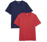 Amazon Essentials T-Shirts for Men, 100% Cotton and Cotton-Poly Blend, Regular-Fit, Short-Sleeve Crewneck, 2-Pack, Dark Red/Navy, Medium
