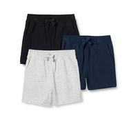 Amazon Essentials Toddler Boys' Cotton Jersey Shorts, Pack of 3, Black/Light Grey Heather/Navy, 2T