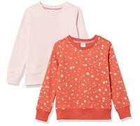 Amazon Essentials Toddler Girls' Fleece Crewneck Pullover Sweatshirts, Pack of 2, Light Pink/Orange Floral, 3T