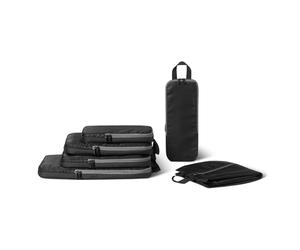 Amazon Essentials Ultralight Compression Packing Cubes, Recycled Fabric, 2 Zippers, 6-Pack, Black, for Suitcases or Backpacks