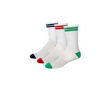 Amazon Essentials Unisex Adults' Pickleball Crew Sport Socks, 3 Pairs, Green/Navy/Red, 13-15
