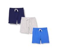 Amazon Essentials Unisex Babies' Cotton Pull-On Shorts - Discontinued Colours, Pack of 3, Blue/Grey Heather/Navy, 0-3 Months