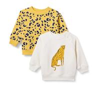 Amazon Essentials Unisex Babies' French Terry Crew Neck Sweatshirts, Pack of 2, Animal/Cheetah Graphic, 0 Months