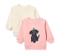 Amazon Essentials Unisex Babies' French Terry Crew Neck Sweatshirts, Pack of 2, Beige/Peach Party Animals, 3-6 Months