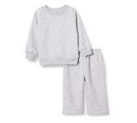 Amazon Essentials Unisex Babies' French Terry Sweatshirt and Sweatpants Set, Pack of 2, Light Grey Heather, 12 Months