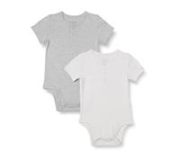 Amazon Essentials Unisex Babies' Henley Bodysuit, Pack of 2, Ivory/Light Grey Heather, 3-6 Months
