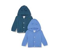 Amazon Essentials Unisex Babies' Hooded Sweater, Pack of 2, Dark Teal Blue/Light Blue, 3-6 Months