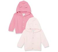 Amazon Essentials Unisex Babies' Hooded Sweater, Pack of 2, Dusty Rose/Light Pink, 0 Months