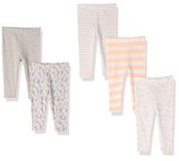 Amazon Essentials Unisex Babies' Leggings, Pack of 5, Bunny/Carrots/Rugby Stripe/Stripes, 3-6 Months