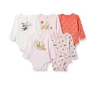 Amazon Essentials Unisex Babies' Long-Sleeve Bodysuits, Baby Vests, Pack of 5, Bugs Bunny and Friends, 0 Months