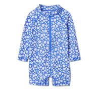 Amazon Essentials Unisex Babies' Long-Sleeve One-Piece Rashguard, Blue Ditsy Floral, 0-3 Months