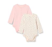Amazon Essentials Unisex Babies' Long-Sleeved Henley Bodysuits, Pack of 2, Dots/Pale Pink, Premature