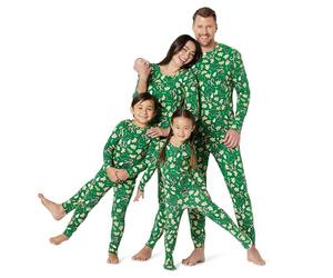 Amazon Essentials Unisex Babies' Matching Holiday Family Pyjama Sets, Pack of 3, Dark Emerald Green Gingerbread, 0 Months