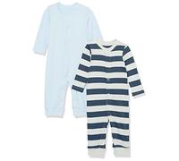 Amazon Essentials Unisex Babies' Organic Cotton Footless Coverall (Previously Amazon Aware), Pack of 2, Blue Stripes, 0-3 Months