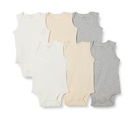 Amazon Essentials Unisex Babies' Regular-Fit Ribbed Cotton Sleeveless Bodysuits, Pack of 6, Beige/Light Grey Heather/White, Premature