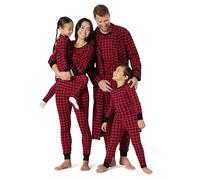 Amazon Essentials Unisex Babies' Relaxed-Fit Family Matching Soft Flannel Festive Pyjama Sets, Pack of 3, Classic Buffalo Check, 3-6 Months