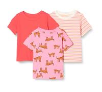 Amazon Essentials Unisex Babies' Short Sleeve T-Shirts, Pack of 3, Red/Stripe/Tiger, 24 Months