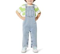 Amazon Essentials Unisex Babies' Unisex Baby and Toddlers' Soft Stretch Regular-Fit Denim Overalls, Stone Light Wash, 18 Months