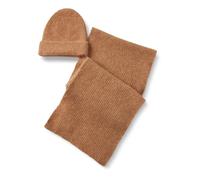 Amazon Essentials Unisex (Demi's Pick) Faux Mohair Scarf & Hat Set, Camel Heather, One Size