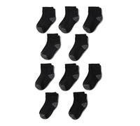 Amazon Essentials Unisex Kids' Ankle Socks, Everyday Casual, 10 Pairs, Black, Large (8-12 Years)