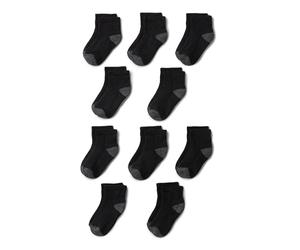 Amazon Essentials Unisex Kids' Ankle Socks, Everyday Casual, 10 Pairs, Black, Small (2-4 Years)
