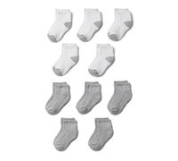 Amazon Essentials Unisex Kids' Ankle Socks, Everyday Casual, 10 Pairs, Grey/White, Large (8-12 Years)