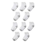 Amazon Essentials Unisex Kids' Ankle Socks, Everyday Casual, 10 Pairs, White, Large (8-12 Years)